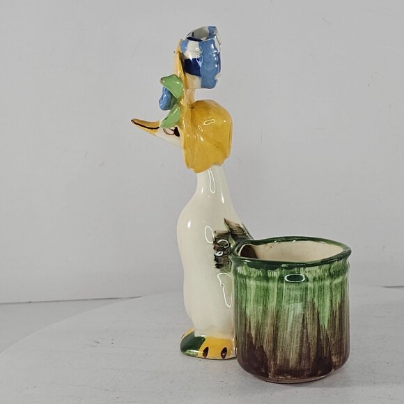 Vintage Di Palma California Pottery Goose Wearing Large Hat Planter Figurine - Picture 6 of 10
